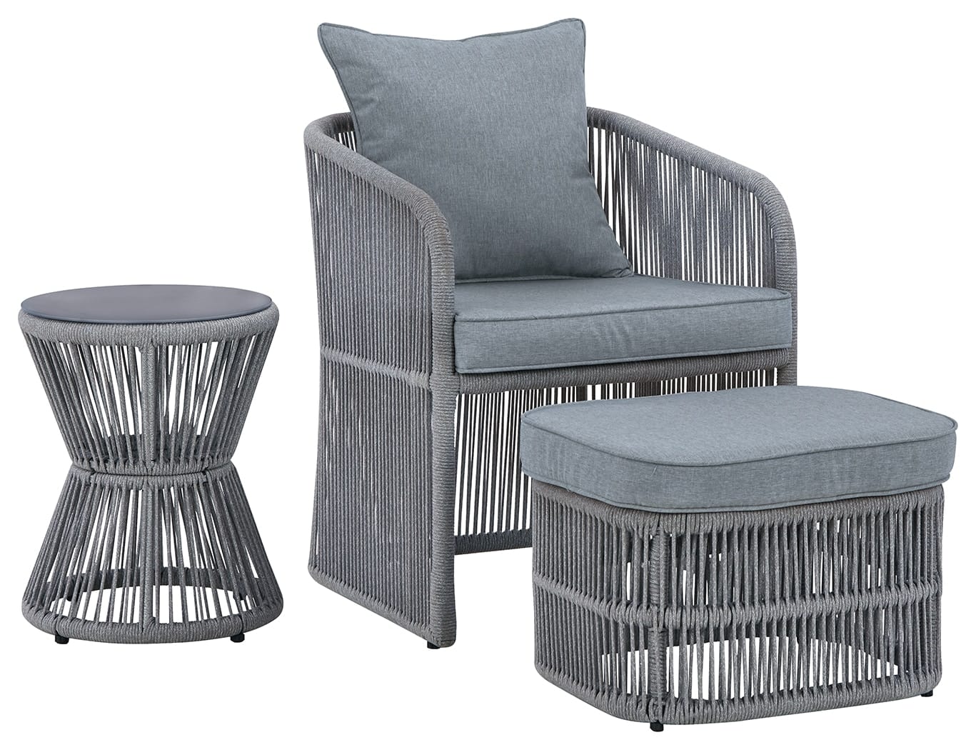Ashley Outdoor/Patio Coast Island Outdoor Chair with Ottoman and Side Table P313-046