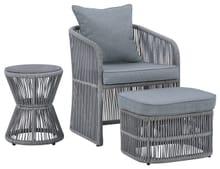 Ashley Outdoor/Patio Coast Island Outdoor Chair with Ottoman and Side Table P313-046