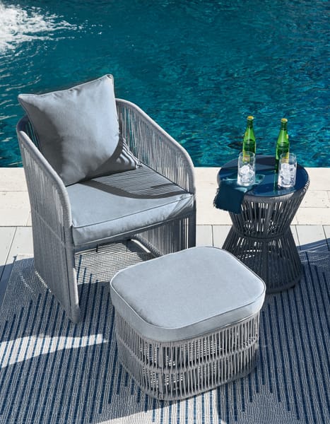 Ashley Outdoor/Patio Coast Island Outdoor Chair with Ottoman and Side Table P313-046