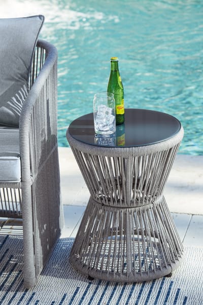 Ashley Outdoor/Patio Coast Island Outdoor Chair with Ottoman and Side Table P313-046