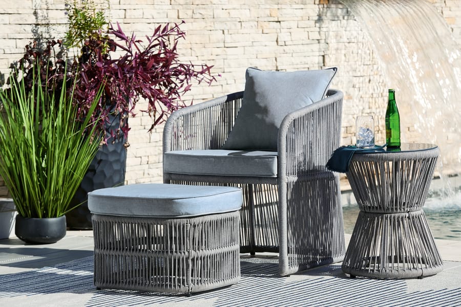 Ashley Outdoor/Patio Coast Island Outdoor Chair with Ottoman and Side Table P313-046