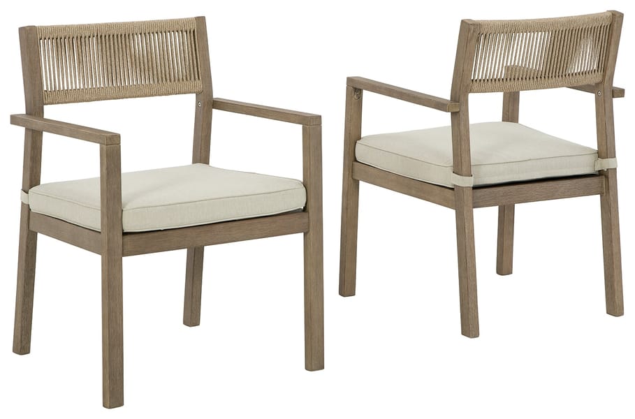 Ashley Outdoor/Patio Aria Plains Arm Chair with Cushion (Set of 2) P359-601A