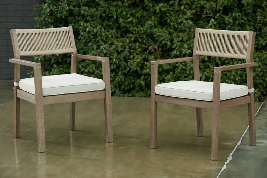 Ashley Outdoor/Patio Aria Plains Arm Chair with Cushion (Set of 2) P359-601A