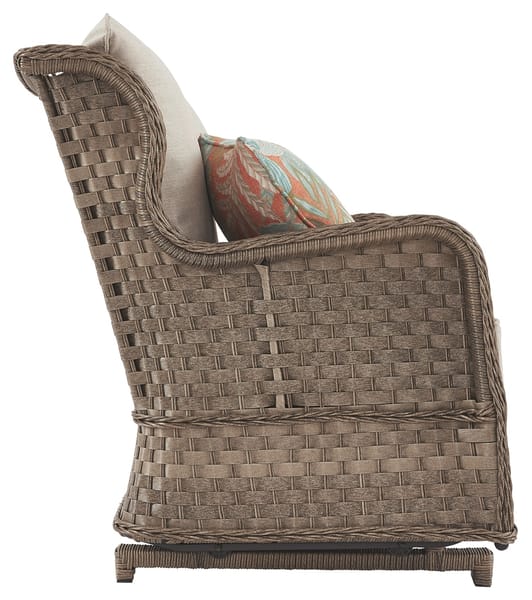 Ashley Outdoor/Patio Clear Ridge Glider Loveseat with Cushion P361-835