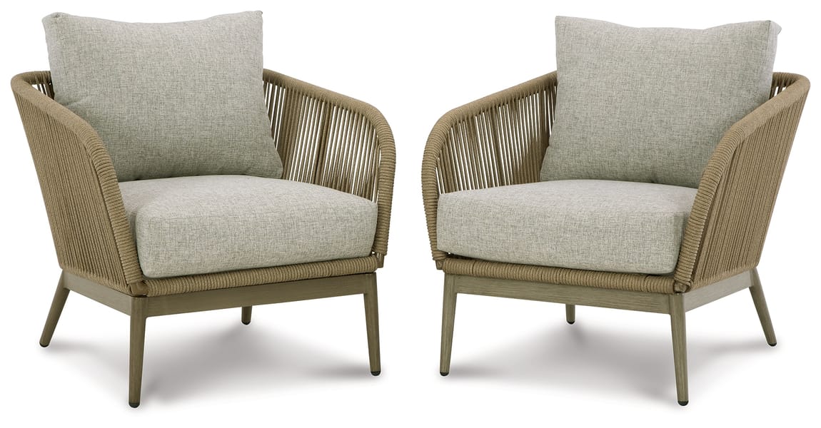 Ashley Outdoor/Patio Swiss Valley Lounge Chair with Cushion (Set of 2) P390-820