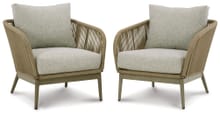 Ashley Outdoor/Patio Swiss Valley Lounge Chair with Cushion (Set of 2) P390-820