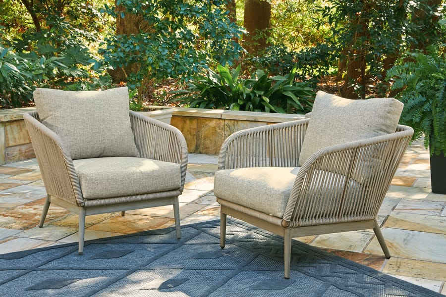 Ashley Outdoor/Patio Swiss Valley Lounge Chair with Cushion (Set of 2) P390-820