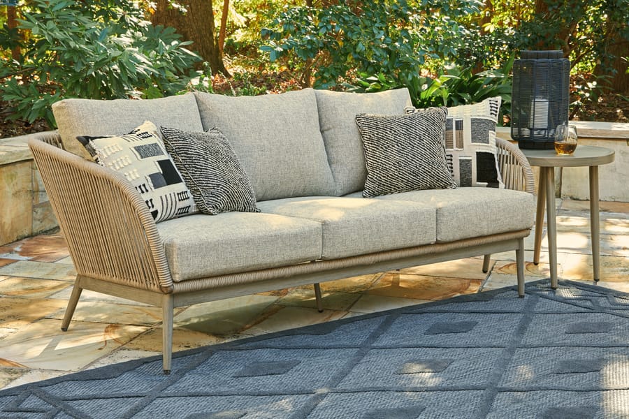Ashley Outdoor/Patio Swiss Valley Outdoor Sofa with Cushion P390-838