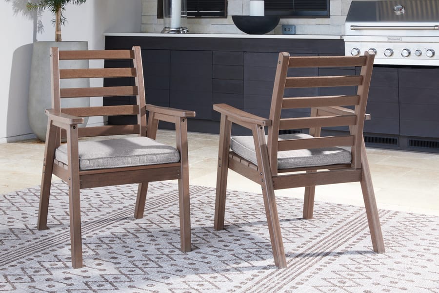 Ashley Outdoor/Patio Emmeline Outdoor Dining Arm Chair with Cushion (Set of 2) P420-601A