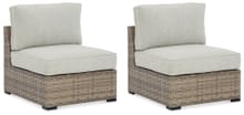 Ashley Outdoor/Patio Calworth Outdoor Armless Chair with Cushion (Set of 2) P458-846