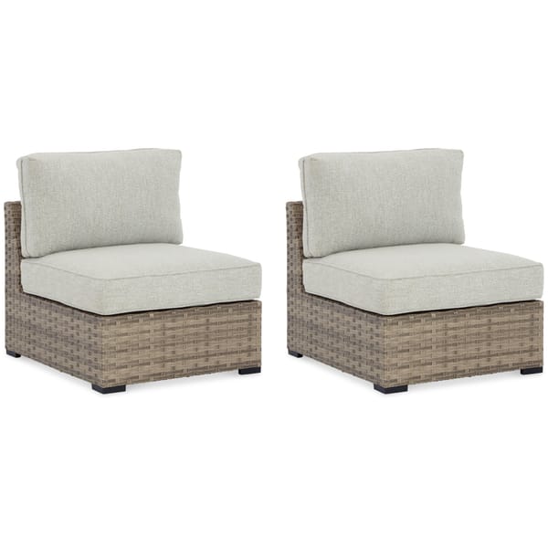 Ashley Outdoor/Patio Calworth Outdoor Armless Chair with Cushion (Set of 2) P458-846