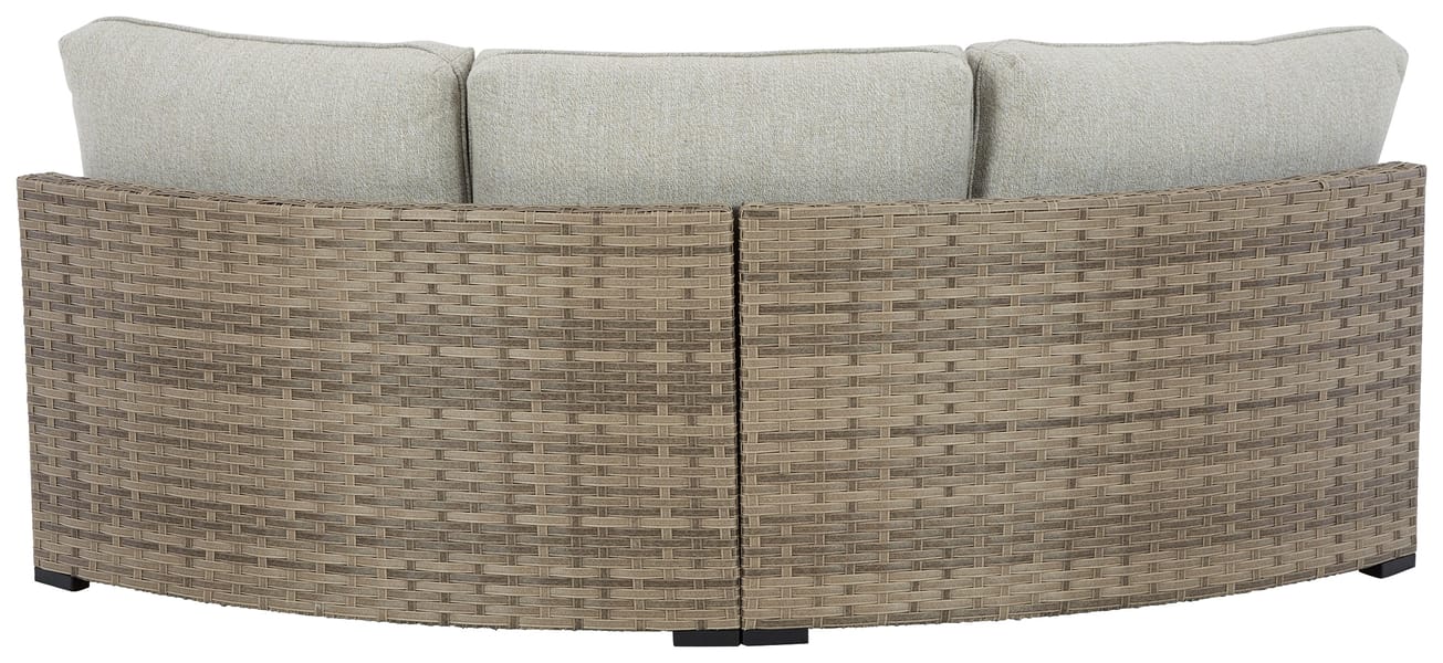 Ashley Outdoor/Patio Calworth Outdoor Curved Loveseat with Cushion P458-861