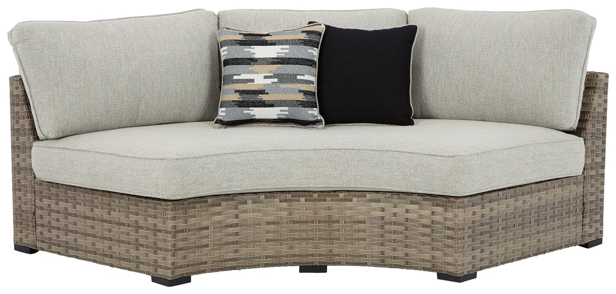 Ashley Outdoor/Patio Calworth Outdoor Curved Loveseat with Cushion P458-861