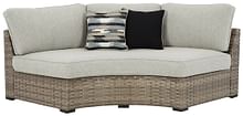 Ashley Outdoor/Patio Calworth Outdoor Curved Loveseat with Cushion P458-861