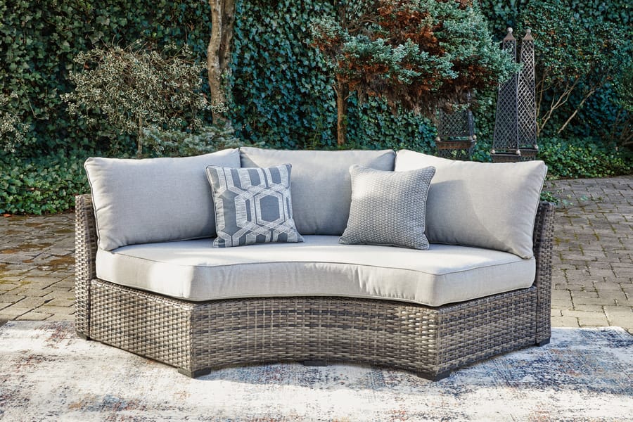 Ashley Outdoor/Patio Harbor Court Curved Loveseat with Cushion P459-861