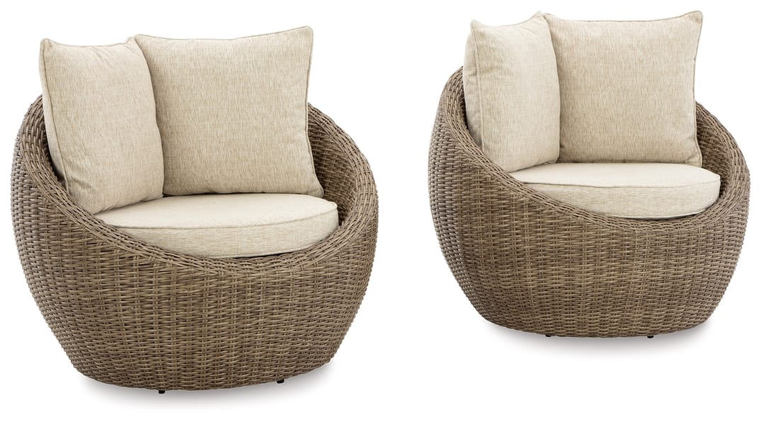 Ashley Outdoor/Patio Danson Swivel Lounge with Cushion (Set of 2) P505-821
