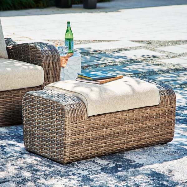 Ashley Outdoor/Patio Sandy Bloom Outdoor Ottoman with Cushion P507-814