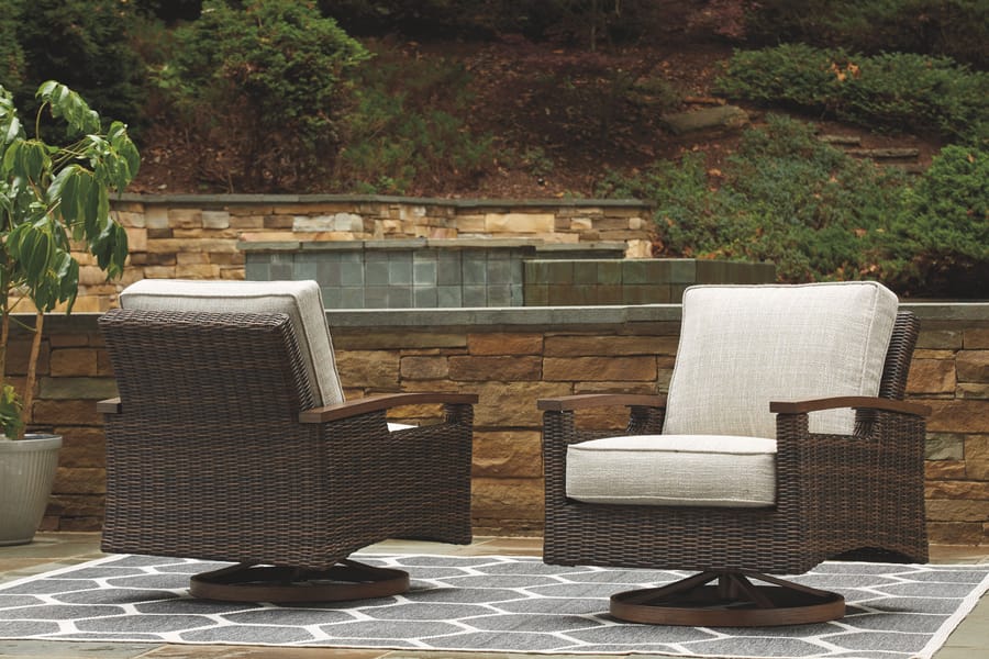 Ashley Outdoor/Patio Paradise Trail Swivel Lounge Chair (QTY 2) P750-821