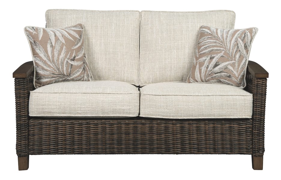 Ashley Outdoor/Patio Paradise Trail Loveseat with Cushion P750-835