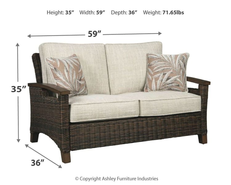 Ashley Outdoor/Patio Paradise Trail Loveseat with Cushion P750-835