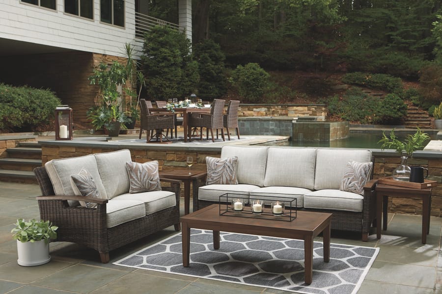 Ashley Outdoor/Patio Paradise Trail Sofa with Cushion P750-838