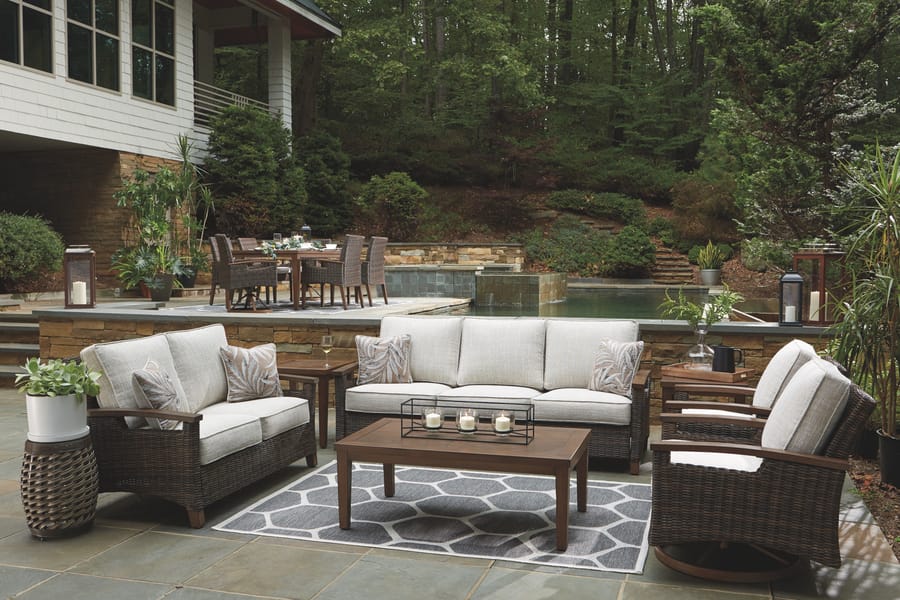 Ashley Outdoor/Patio Paradise Trail Sofa with Cushion P750-838