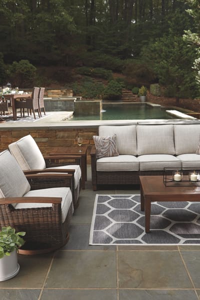 Ashley Outdoor/Patio Paradise Trail Sofa with Cushion P750-838