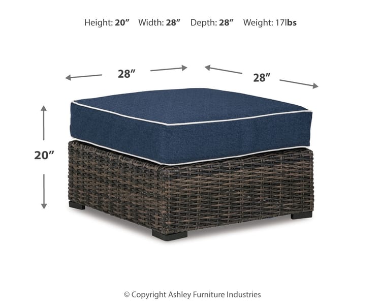 Ashley Outdoor/Patio Grasson Lane Ottoman with Cushion P783-814