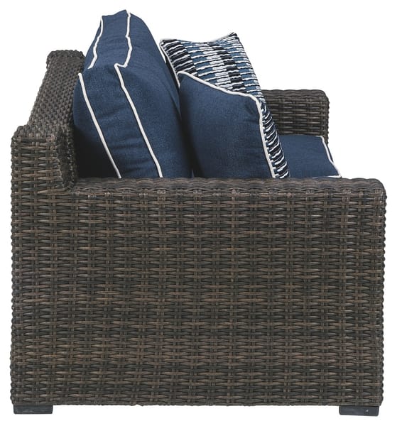 Ashley Outdoor/Patio Grasson Lane Loveseat with Cushion P783-835