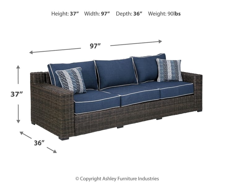 Ashley Outdoor/Patio Grasson Lane Sofa with Cushion P783-838