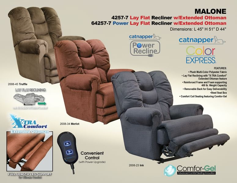 Catnapper Furniture Living Room Lay Flat Recliner with Ext Otto 42577-Ink