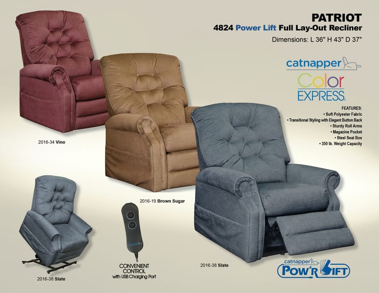 Catnapper Furniture Living Room Power Lift Recliner 4824-Slate