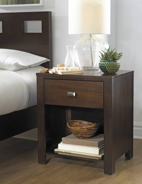 Modus Bedroom Riva One Drawer Nightstand In Chocolate Brown RV2681
