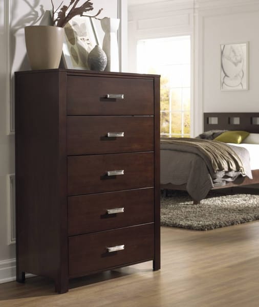 Modus Bedroom Riva Five Drawer Chest In Chocolate Brown RV2684