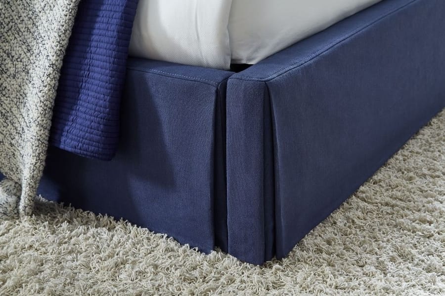Modus Bedroom Sur Upholstered Skirted Panel Bed In Navy CBD5H56