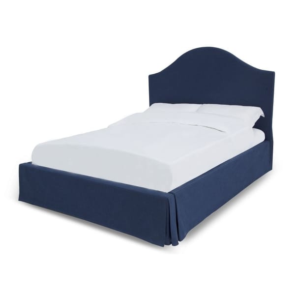 Modus Bedroom Sur Upholstered Skirted Panel Bed In Navy CBD5H56