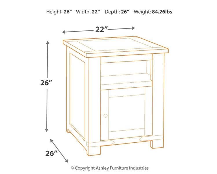 Ashley Living Room Budmore End Table with USB Ports and Outlets T372-3