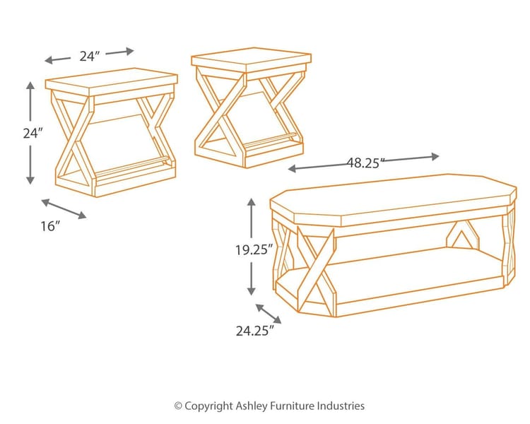 Signature Design by Ashley Radilyn Table (Set of 3) T568-13 - Portland, OR | Key Home Furnishings