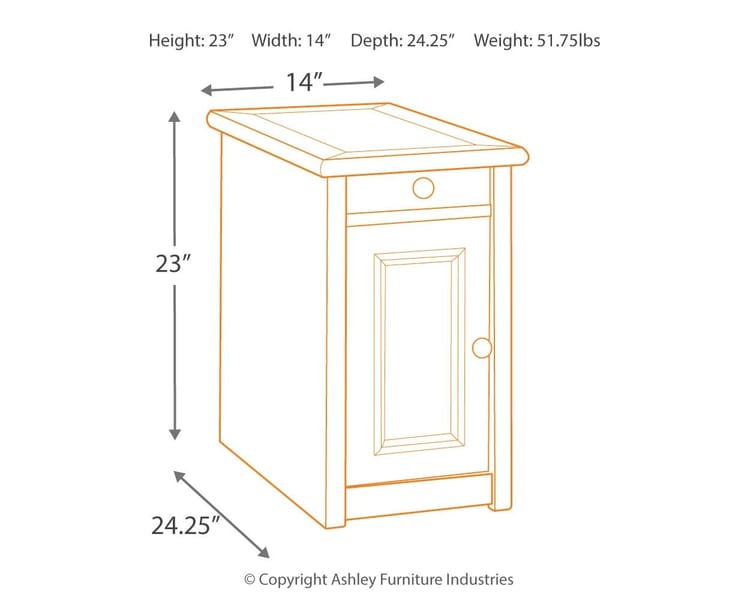 Ashley Living Room Bolanburg Chairside End Table with USB Ports and Outlets T637-7