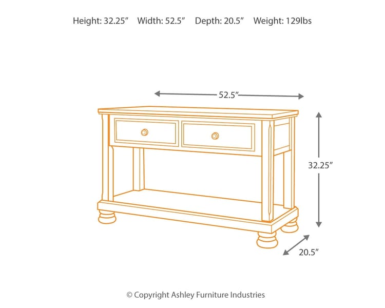 Ashley Living Room Porter Sofa/Console Table T697-4