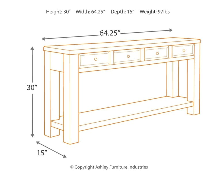 Ashley Living Room Gavelston Sofa/Console Table T732-4