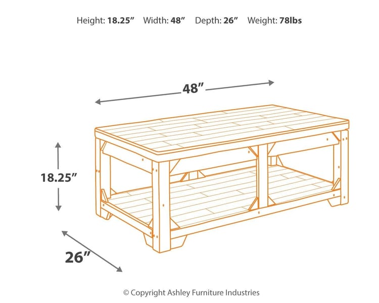 Ashley Living Room Fregine Coffee Table with Lift Top T755-9