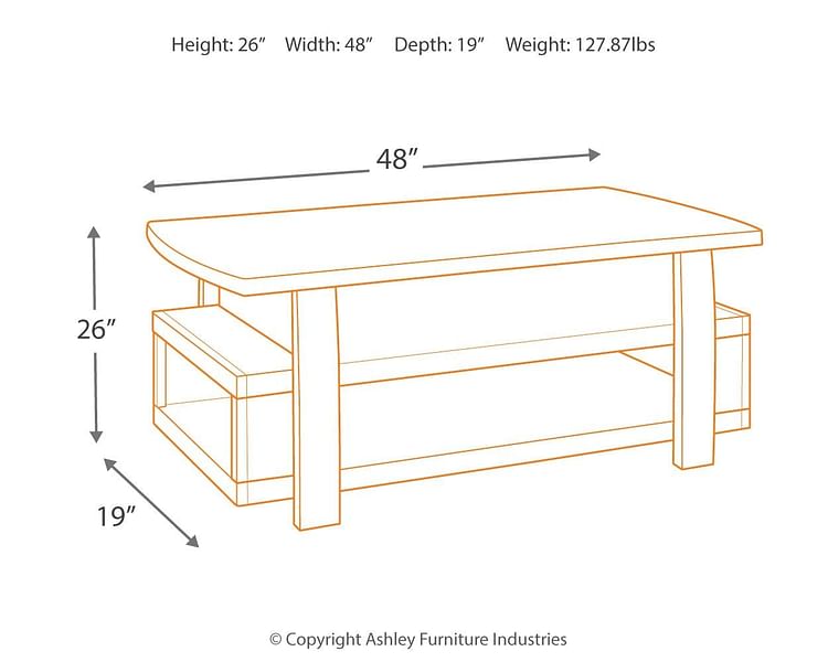Ashley Living Room Vailbry Coffee Table with Lift Top T758-9