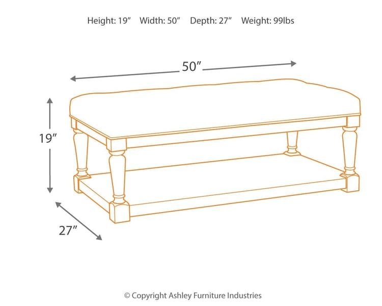 Ashley Living Room Shawnalore Coffee Table Ottoman T782-21