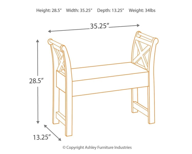 Ashley Living Room Abbonto Accent Bench T800-111