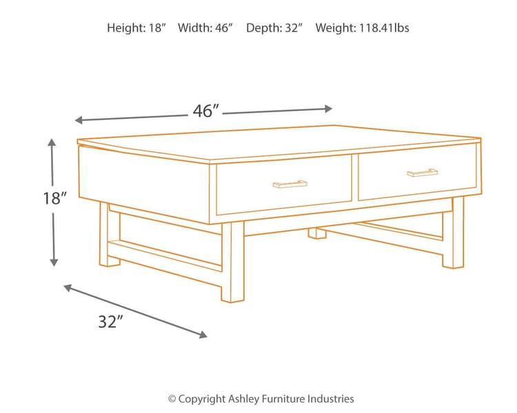 Ashley Living Room Mondoro Coffee Table with Lift Top T891-9