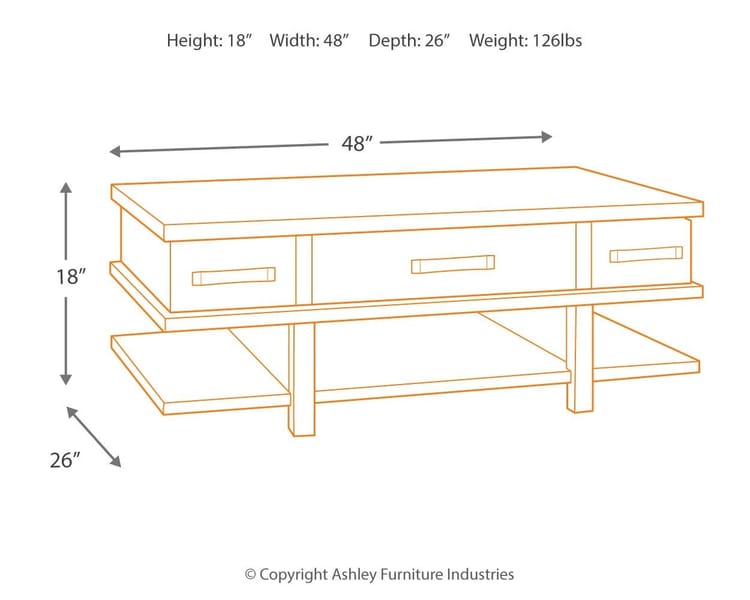 Ashley Living Room Stanah Coffee Table with Lift Top T892-9
