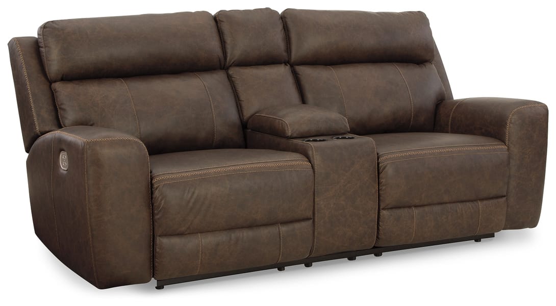 Ashley Living Room Roman Power Reclining Loveseat with Console U2540118