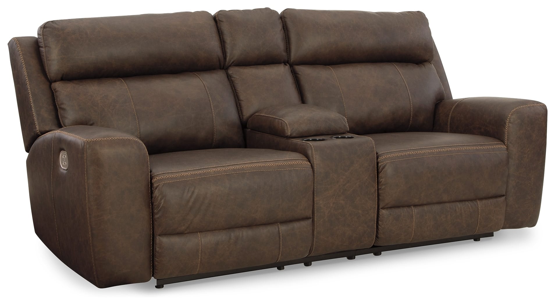 Ashley Living Room Roman Power Reclining Loveseat with Console U2540118