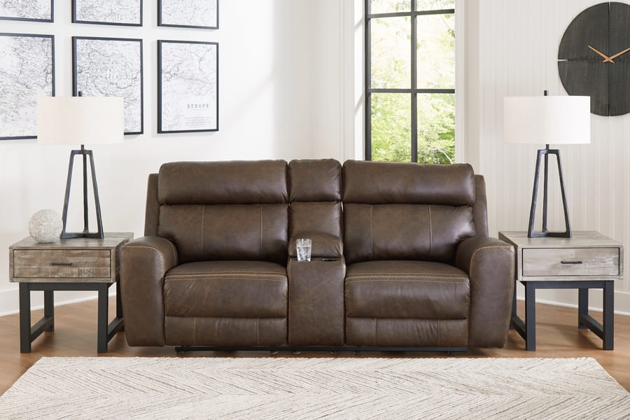 Ashley Living Room Roman Power Reclining Loveseat with Console U2540118